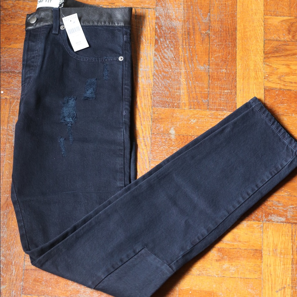 Alexander McQueen Leather Trimmed Denim Jeans